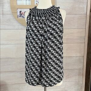 Loft Black and White Flamingo Print Shirt M